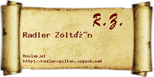 Radler Zoltán névjegykártya